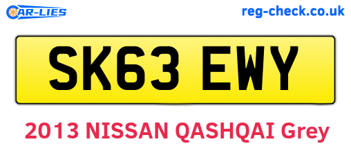 SK63EWY are the vehicle registration plates.
