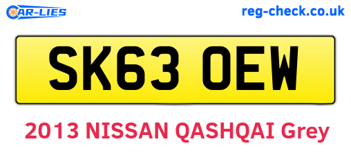 SK63OEW are the vehicle registration plates.