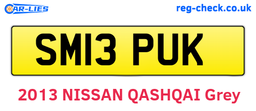 SM13PUK are the vehicle registration plates.