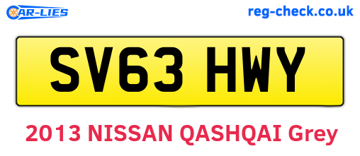 SV63HWY are the vehicle registration plates.