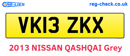 VK13ZKX are the vehicle registration plates.