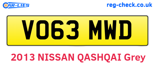 VO63MWD are the vehicle registration plates.