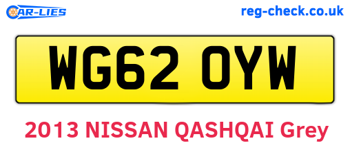 WG62OYW are the vehicle registration plates.