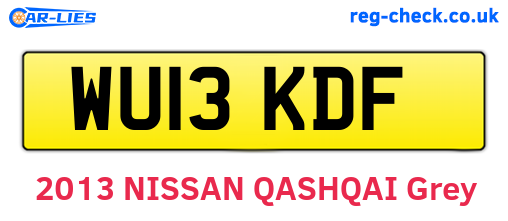 WU13KDF are the vehicle registration plates.