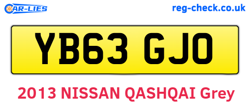 YB63GJO are the vehicle registration plates.