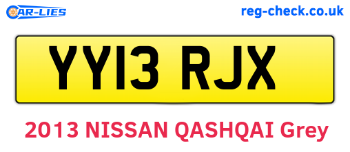 YY13RJX are the vehicle registration plates.