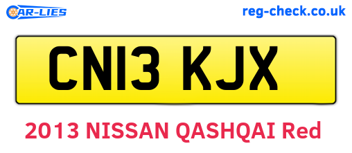 CN13KJX are the vehicle registration plates.