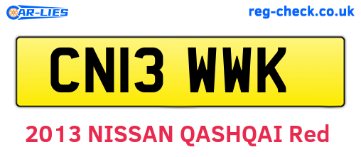 CN13WWK are the vehicle registration plates.