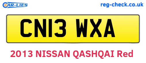 CN13WXA are the vehicle registration plates.