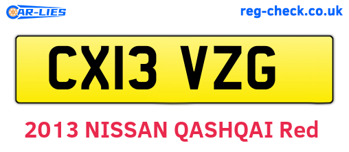CX13VZG are the vehicle registration plates.