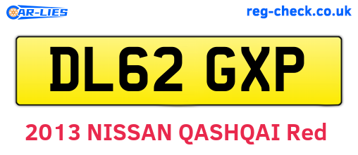 DL62GXP are the vehicle registration plates.