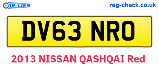 DV63NRO are the vehicle registration plates.