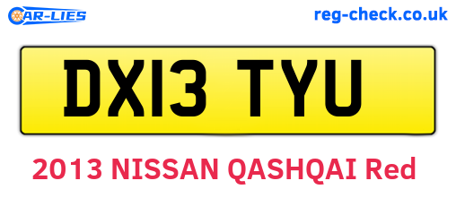 DX13TYU are the vehicle registration plates.