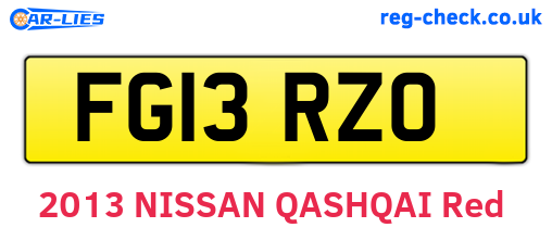 FG13RZO are the vehicle registration plates.