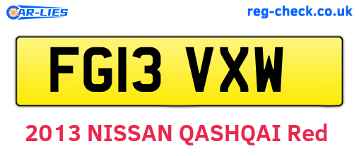 FG13VXW are the vehicle registration plates.