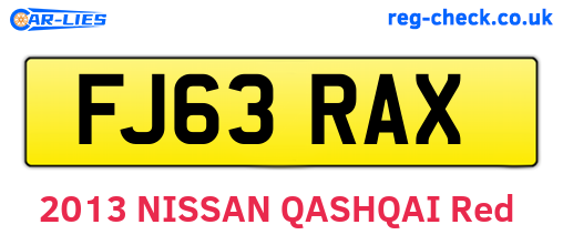 FJ63RAX are the vehicle registration plates.