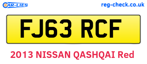 FJ63RCF are the vehicle registration plates.