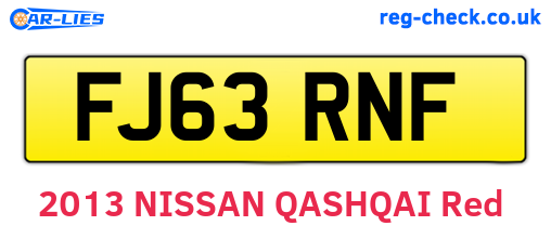 FJ63RNF are the vehicle registration plates.