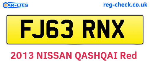 FJ63RNX are the vehicle registration plates.