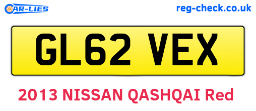 GL62VEX are the vehicle registration plates.