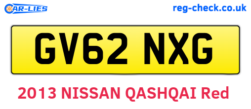 GV62NXG are the vehicle registration plates.