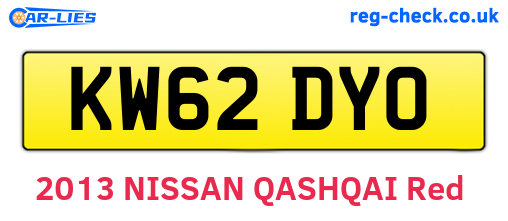KW62DYO are the vehicle registration plates.