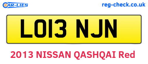 LO13NJN are the vehicle registration plates.