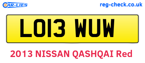 LO13WUW are the vehicle registration plates.