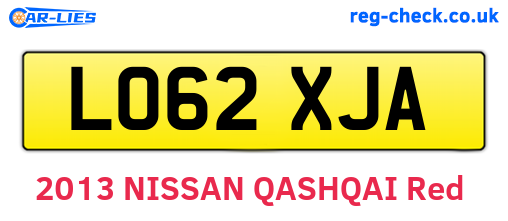 LO62XJA are the vehicle registration plates.