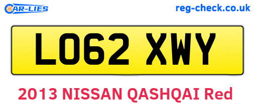 LO62XWY are the vehicle registration plates.
