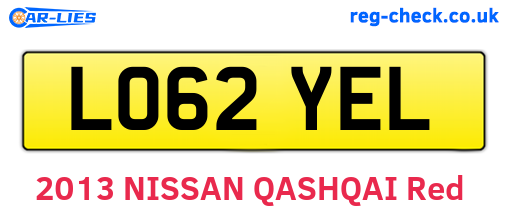 LO62YEL are the vehicle registration plates.