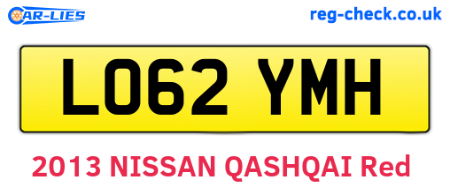 LO62YMH are the vehicle registration plates.