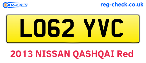 LO62YVC are the vehicle registration plates.