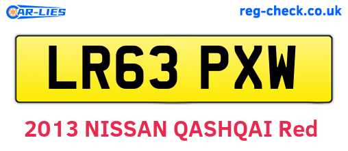 LR63PXW are the vehicle registration plates.
