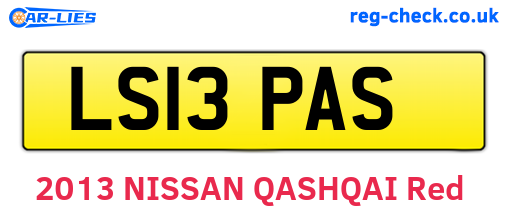 LS13PAS are the vehicle registration plates.