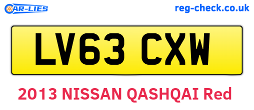 LV63CXW are the vehicle registration plates.
