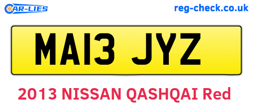 MA13JYZ are the vehicle registration plates.