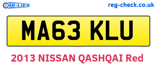 MA63KLU are the vehicle registration plates.