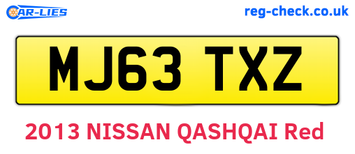 MJ63TXZ are the vehicle registration plates.