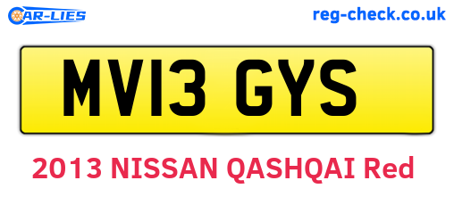 MV13GYS are the vehicle registration plates.