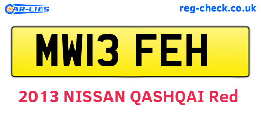 MW13FEH are the vehicle registration plates.