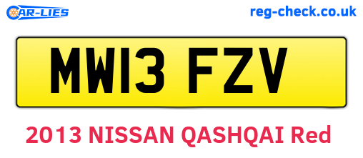 MW13FZV are the vehicle registration plates.