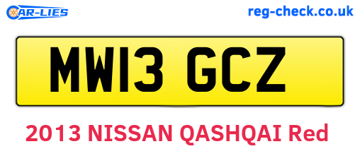 MW13GCZ are the vehicle registration plates.