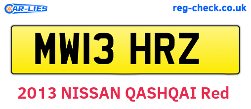 MW13HRZ are the vehicle registration plates.