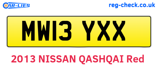 MW13YXX are the vehicle registration plates.