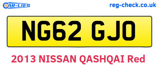 NG62GJO are the vehicle registration plates.