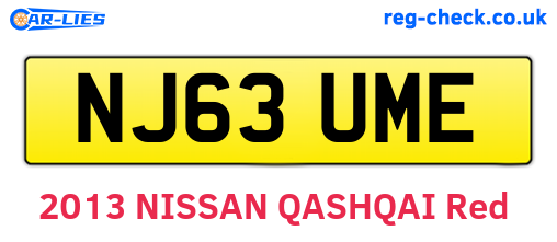 NJ63UME are the vehicle registration plates.