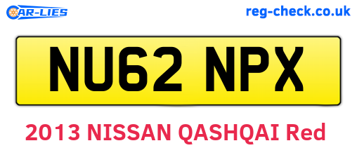 NU62NPX are the vehicle registration plates.