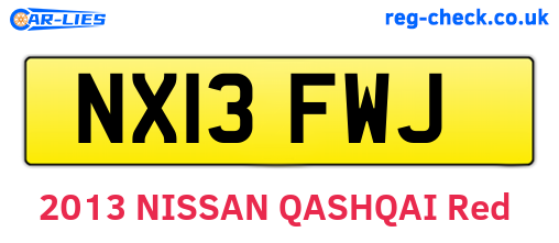NX13FWJ are the vehicle registration plates.
