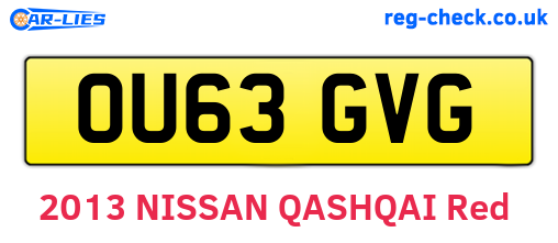 OU63GVG are the vehicle registration plates.